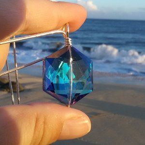 Ocean Blue Swarovski Crystal Star Necklace